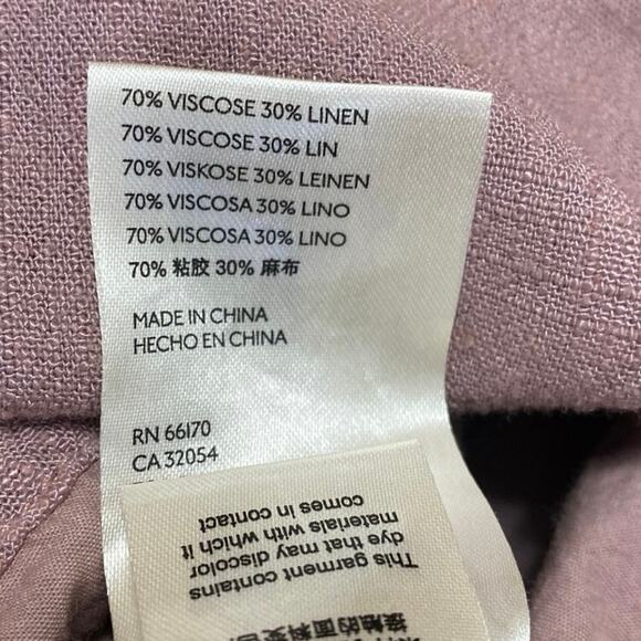 Free People Margot Pink Linen Short Sleeve Button Straight Leg Romper Jumpsuit M - Picture 5 of 5